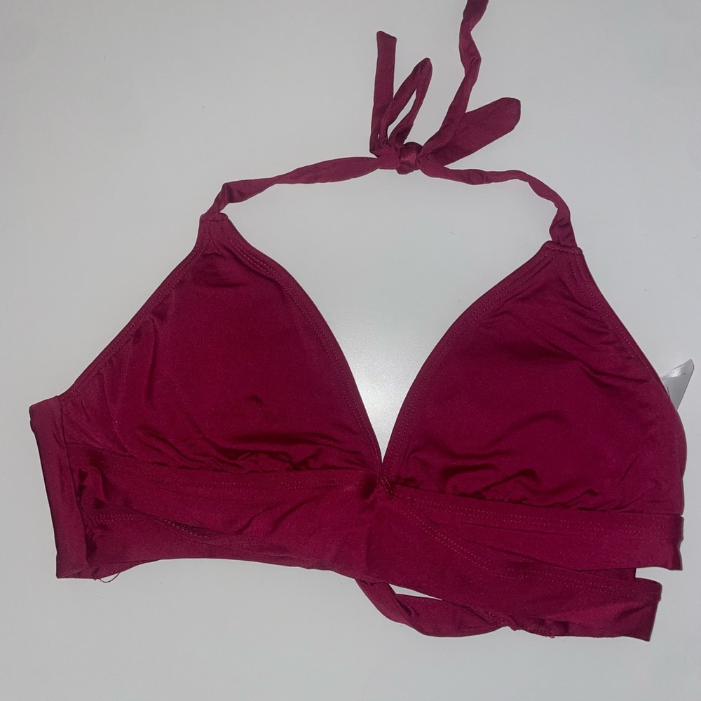 Maroon cross cross swimsuit top